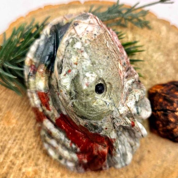 Nature Blood Stone Hand Carved 3.5" Big Octopus Figure - Picture 8 of 10